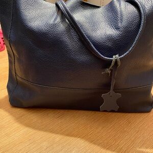Elegant Adoratti Blue Leather Tote Bag